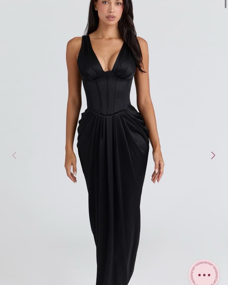 House Of CB Black Hourglass Satin Maxi - Image 1