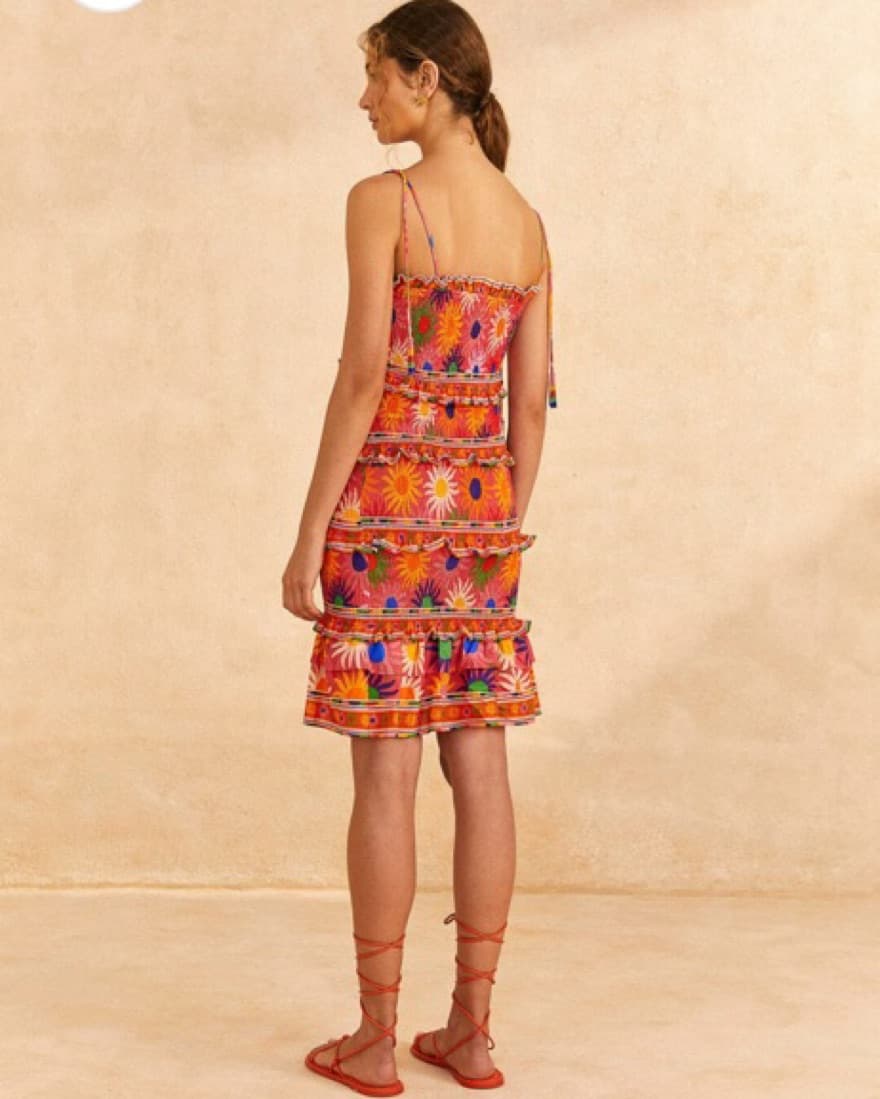 Farm Rio Coral Sun Mini Dress - Image 4