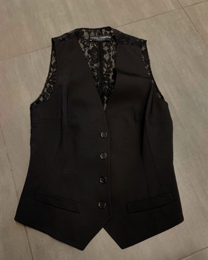 Dolce & Gabbana Black Lace Vest IT 38 - Image 3