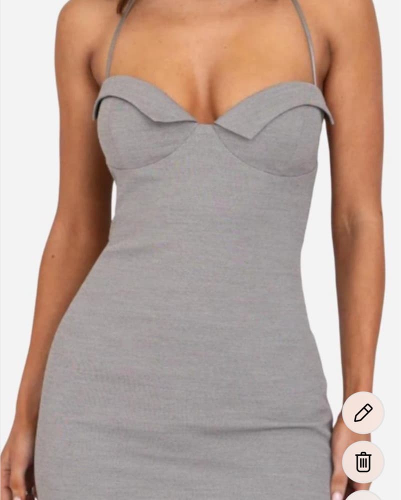 Sleek Grey Bodycon Midi Dress - Image 3
