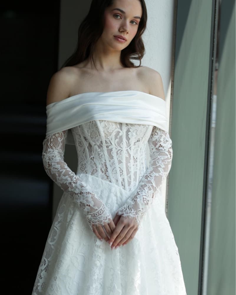 Bridal Shoulder Wrap; Detach Sleeves - Image 1