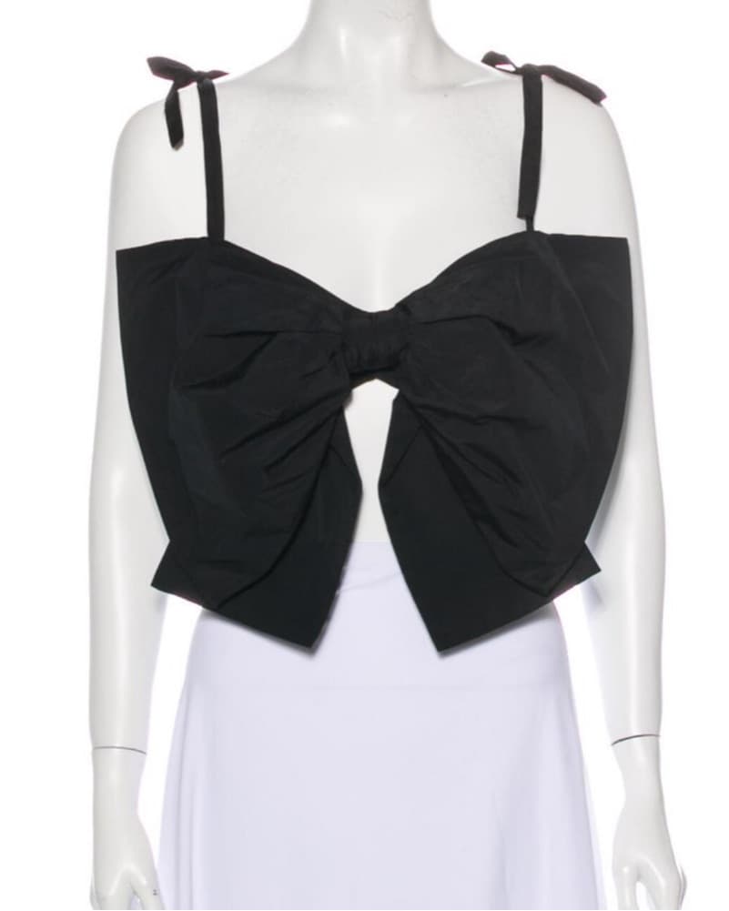 MSGM Black Bow Crop Top - Image 1