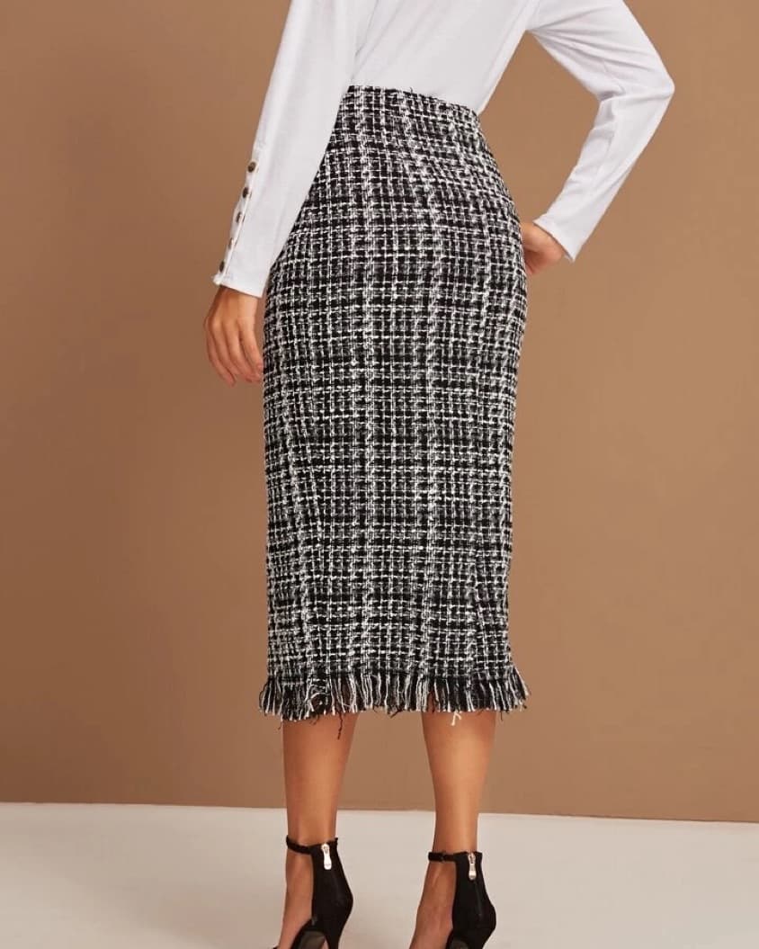 Chic Tweed Midi Skirt - Image 2