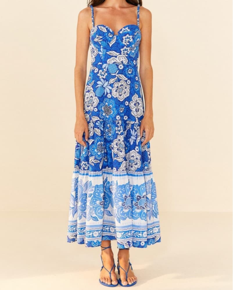 Farm Rio Blue Floral Dress - Image 1