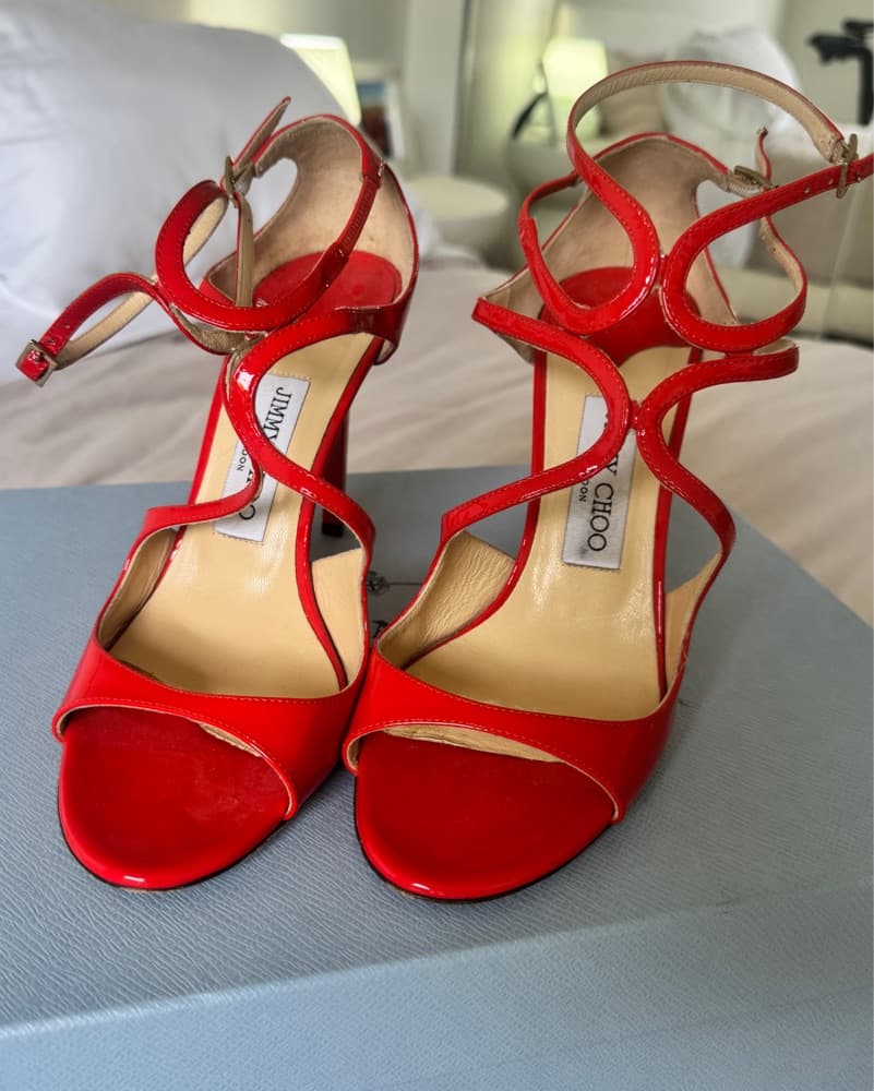 Jimmy Choo Red Patent Leather Sandals - Image 2