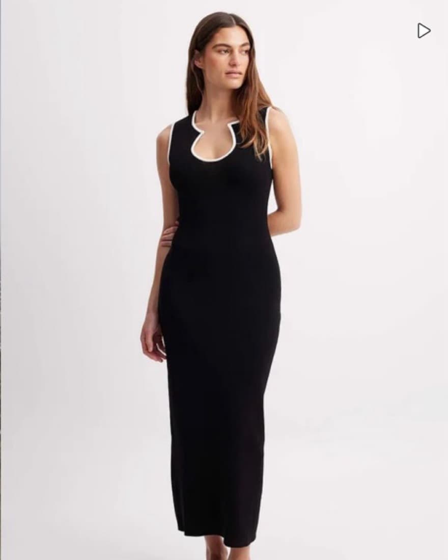 Fine Knit Contrast Detail Midi Dress - Image 2