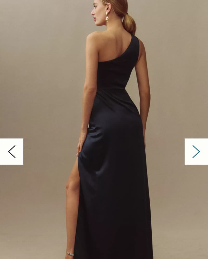 Elegant One-Shoulder Navy Gown - Image 2