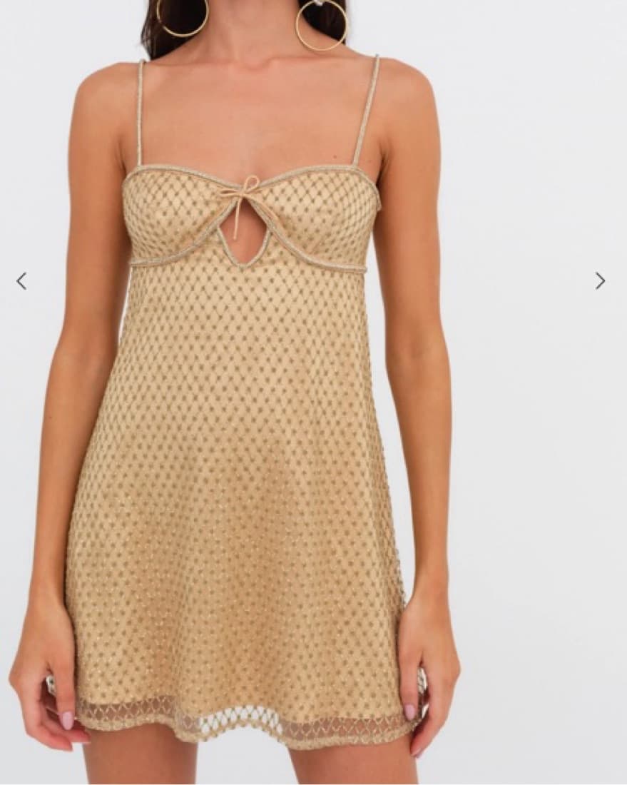 For Love & Lemons Gold Glitter Dress  - Image 1