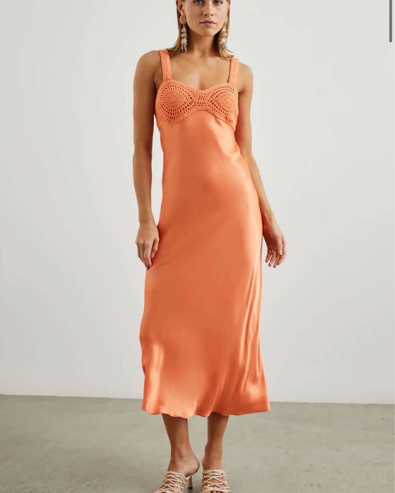 Rails Orange Crocheted Midi Dress - Image 1