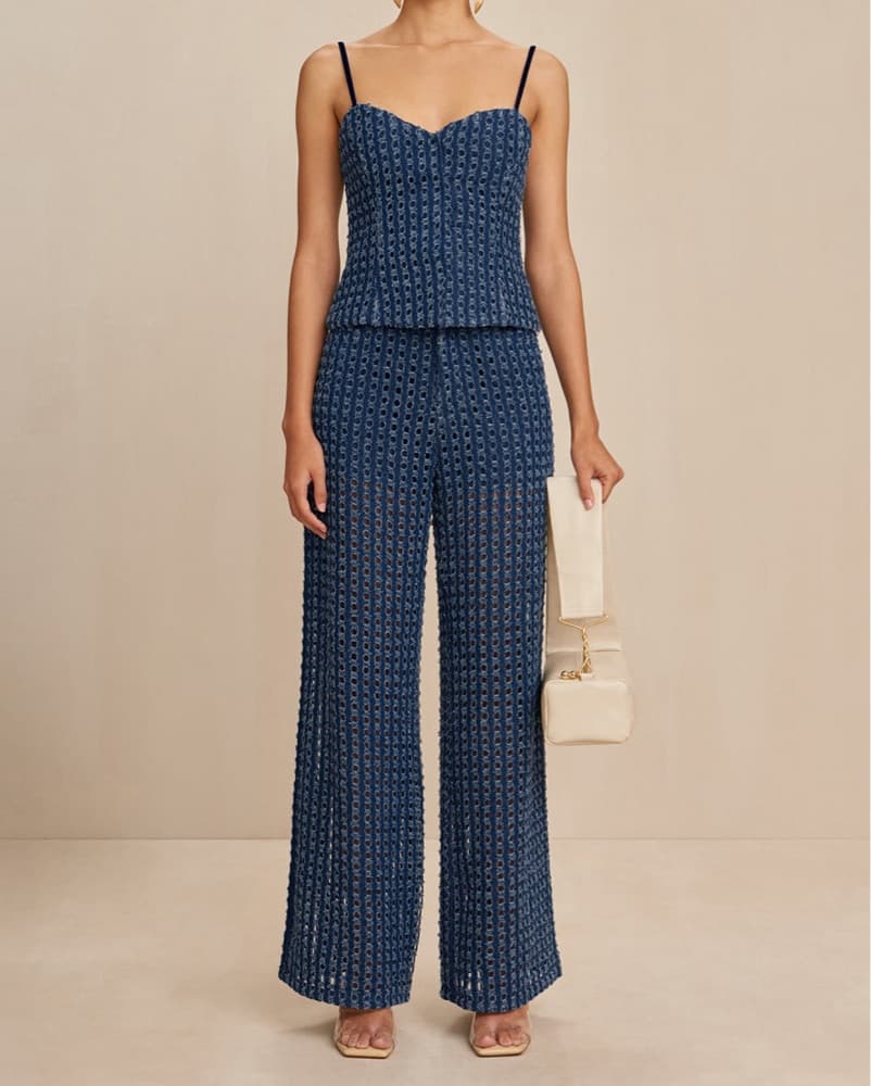 Cult Gaia Denim Cut Out Pant Set - Image 1