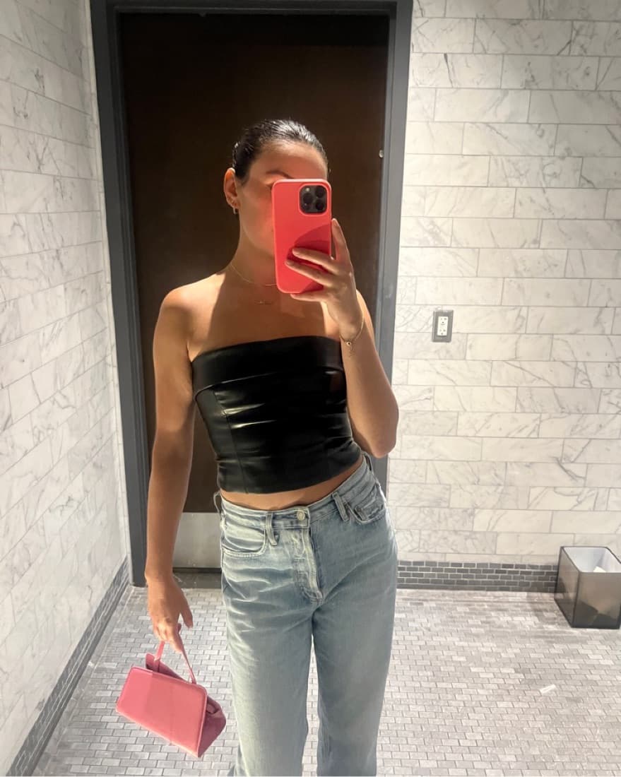 Faux Leather Bustier Top - Image 1