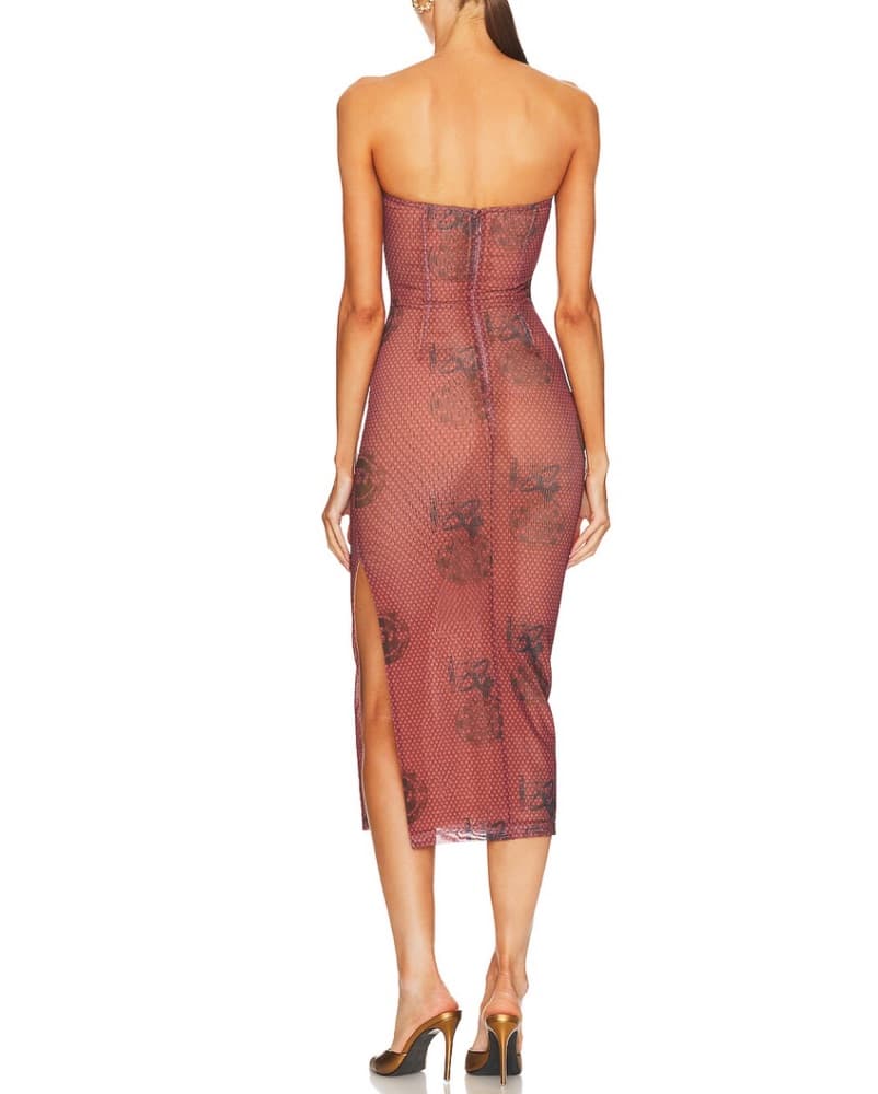 Miaou Lila Dress Red Strapless - Image 3