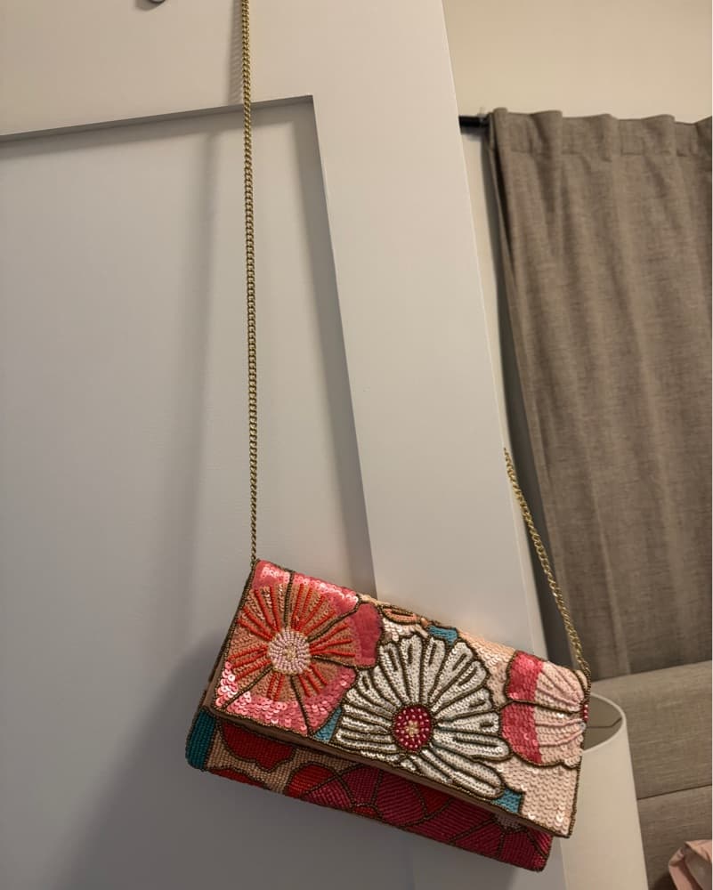 Vibrant Floral Beaded Clutch/ Cross Body - Image 2