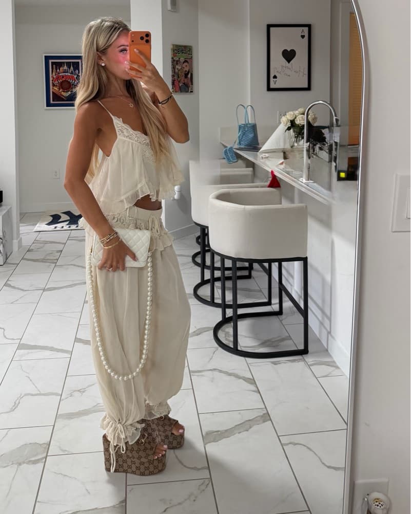 Elegant Boho Chic Ruffle white ivory set - Image 2