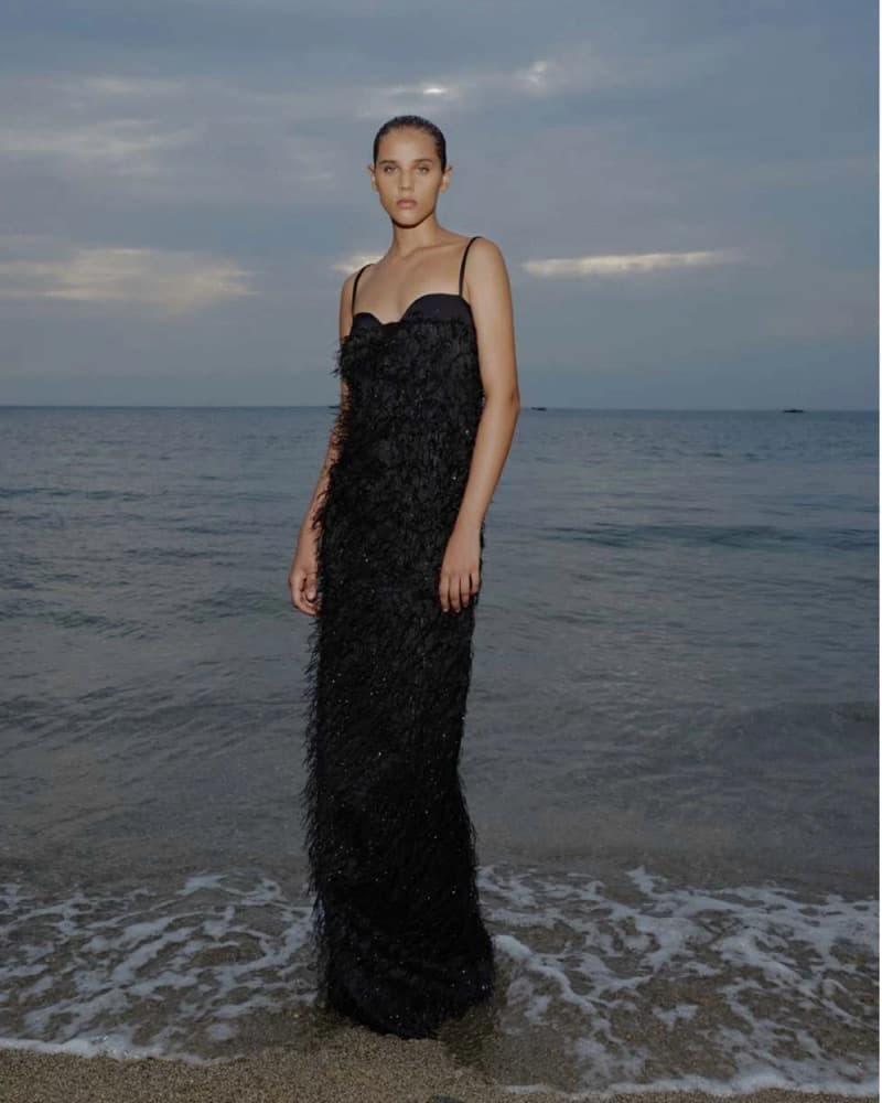 Baobab Feathered Black Maxi Dress - Image 1