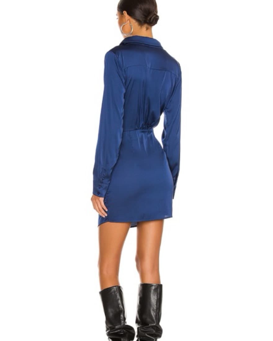 Mini Satin Blue Dress - Image 2