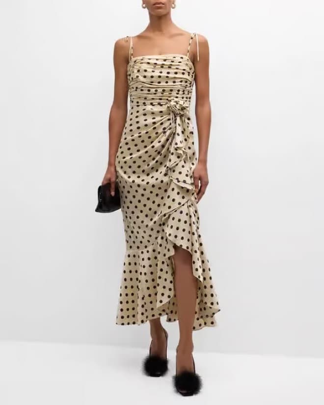Cinq à Sept Mireya Polka Dot Ruffle Midi - Image 2