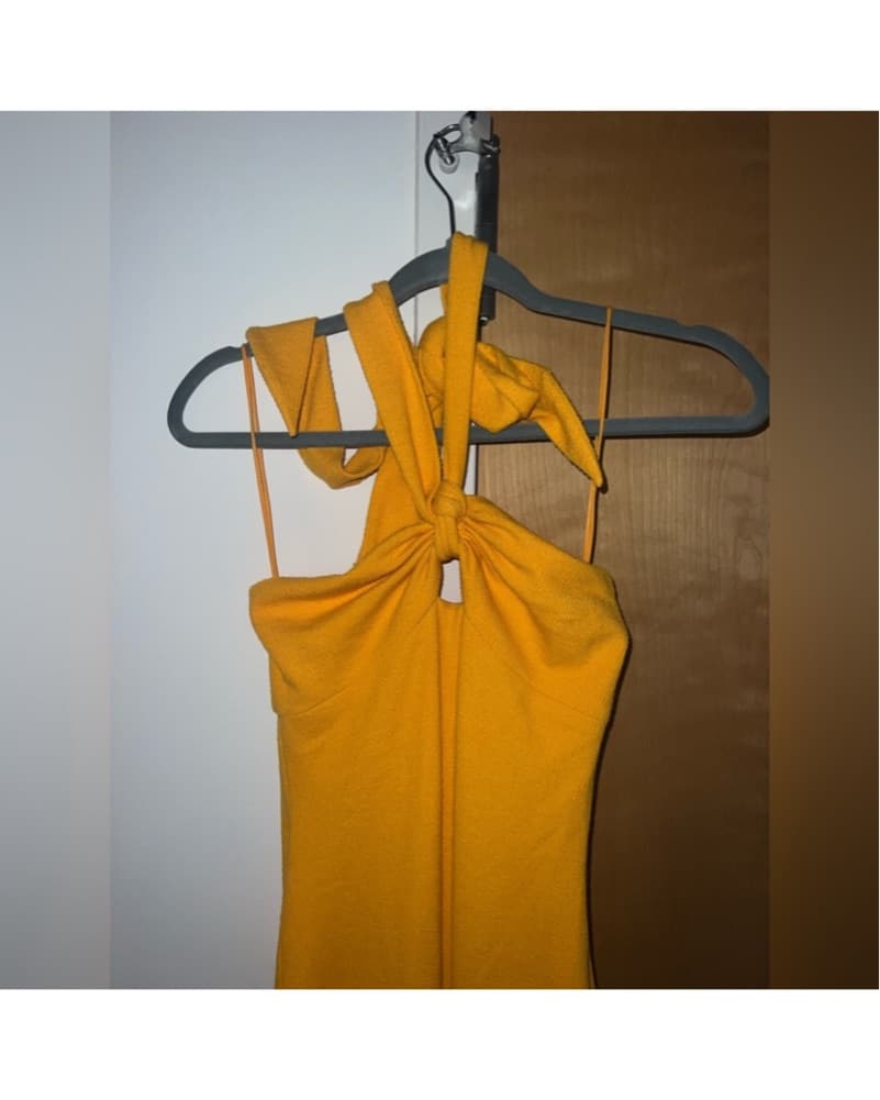 Saylor Yellow Fringe Midi Dress - Image 2
