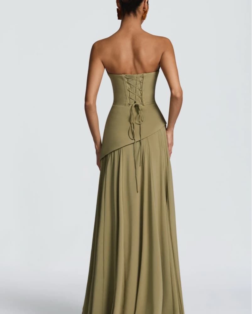 Sage Green Corset Long Formal Dress - Image 6