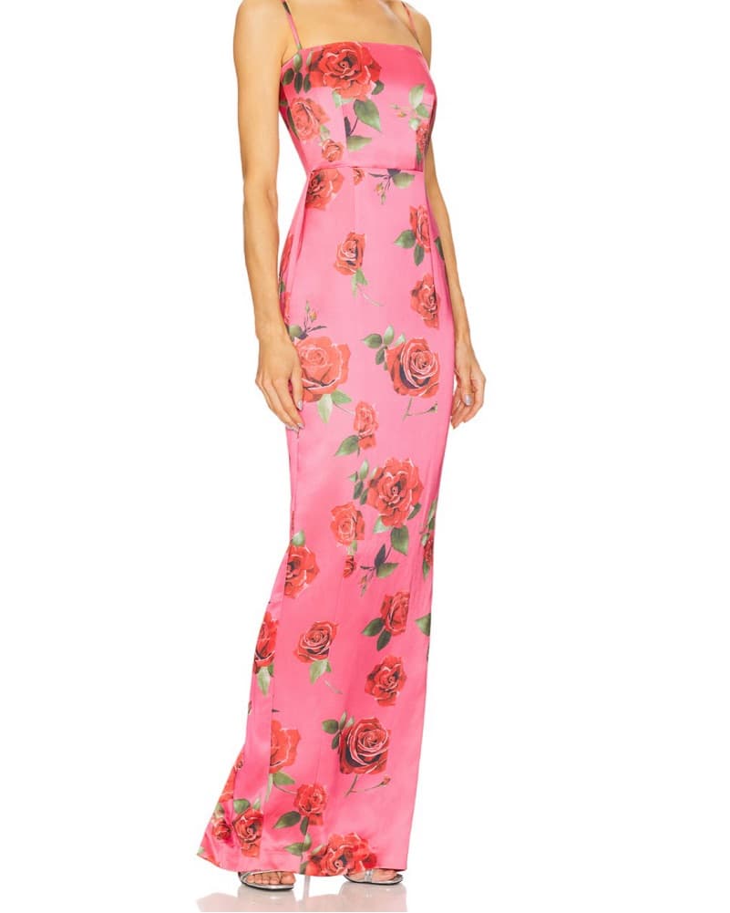 Sau Lee Pink Floral Long Dress - Image 1