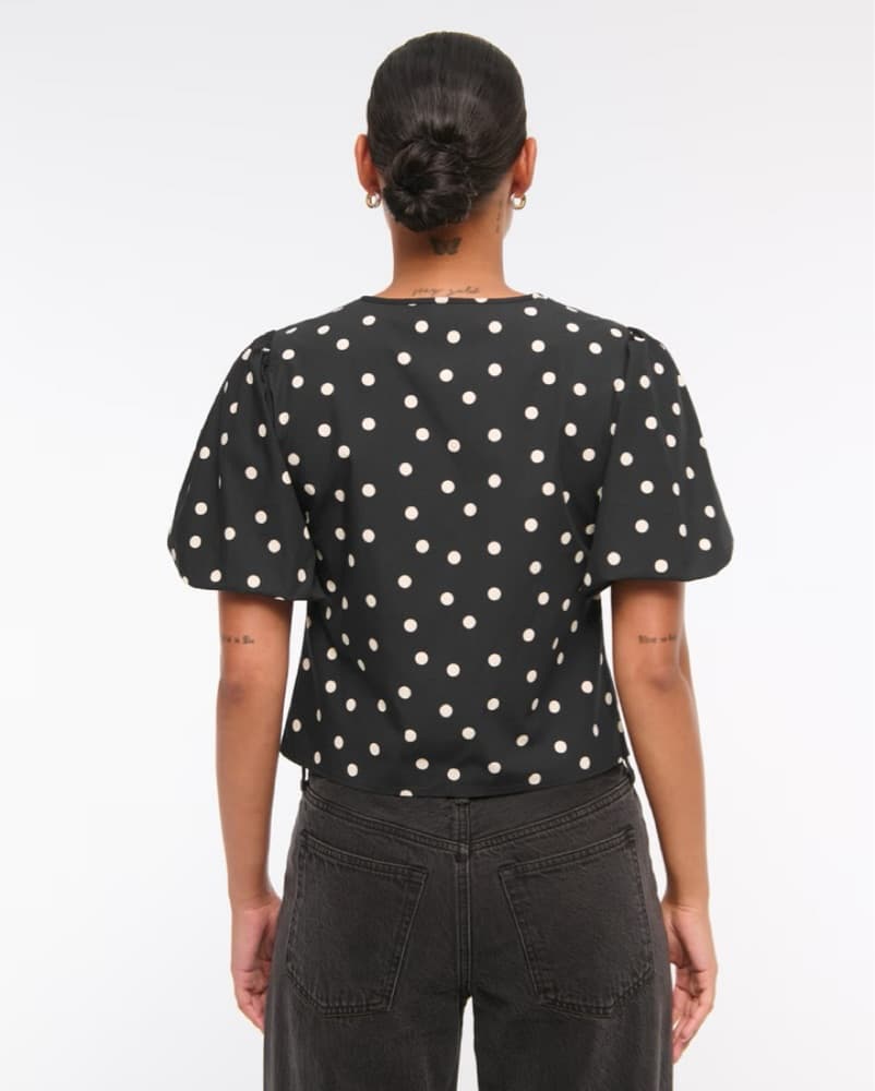 Abercrombie Polka Dot Tie Top - Image 3