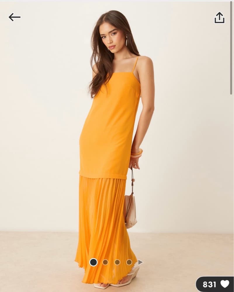 ASOS Orange Pleated Dress - Image 1