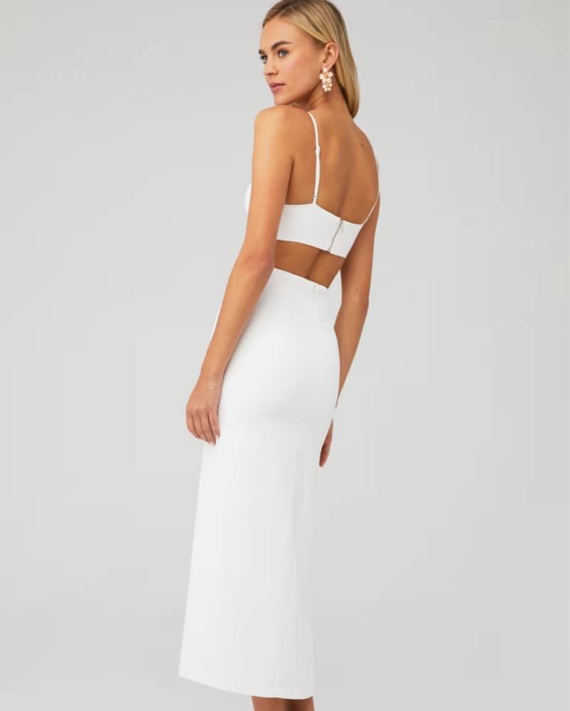Bardot Chic White Cutout Midi Dress - Image 3