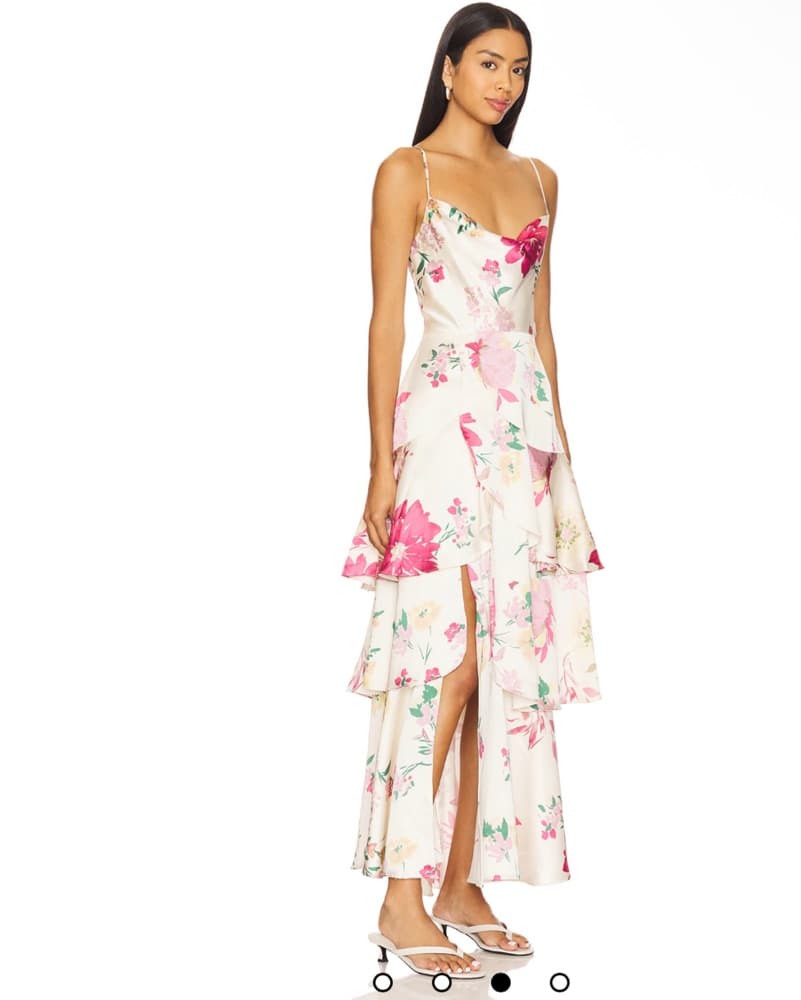 Floral Satin Maxi Dress - Image 1