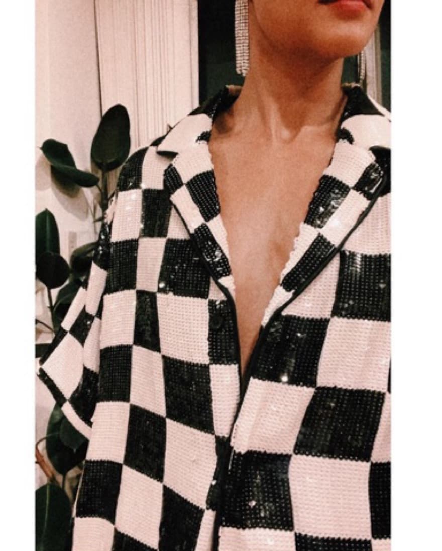Checkered Sequin Retro Dress  - Image 5