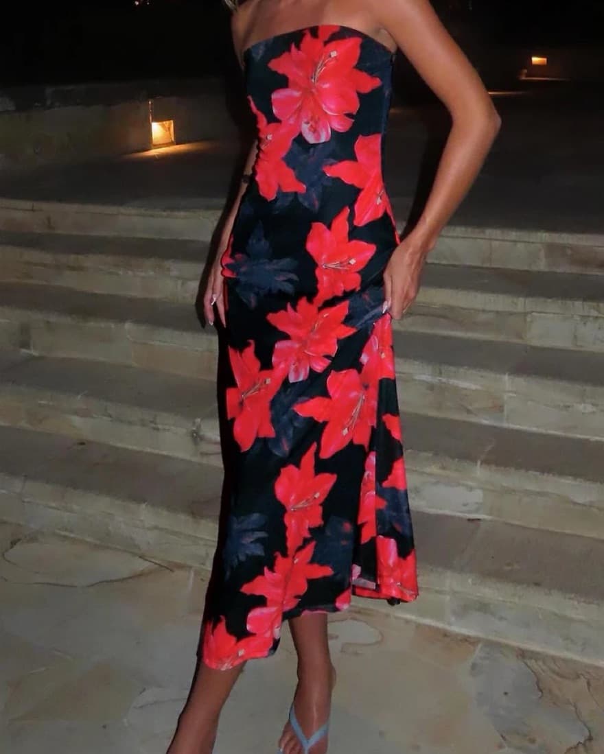 Strapless Floral Maxi Dress - Image 1