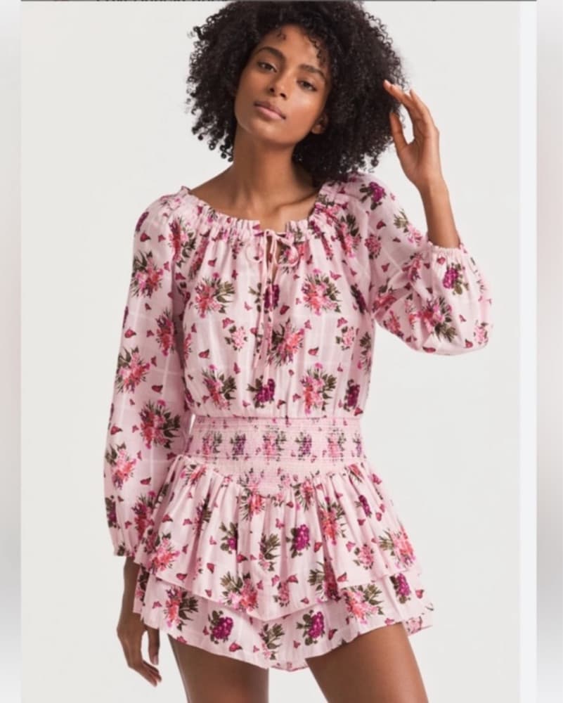 LoveShackFancy Floral Mini Dress - Image 3