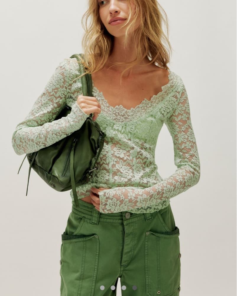 Free People Mint Lace Top  - Image 1
