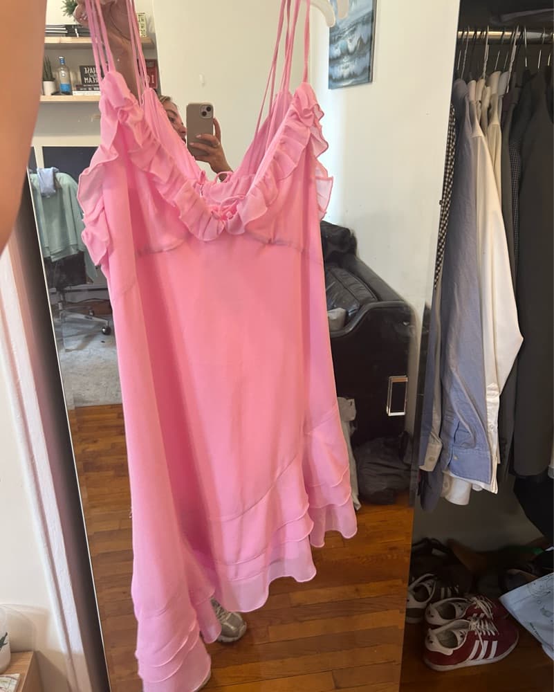 ruffle pink mini aysm dress  - Image 1