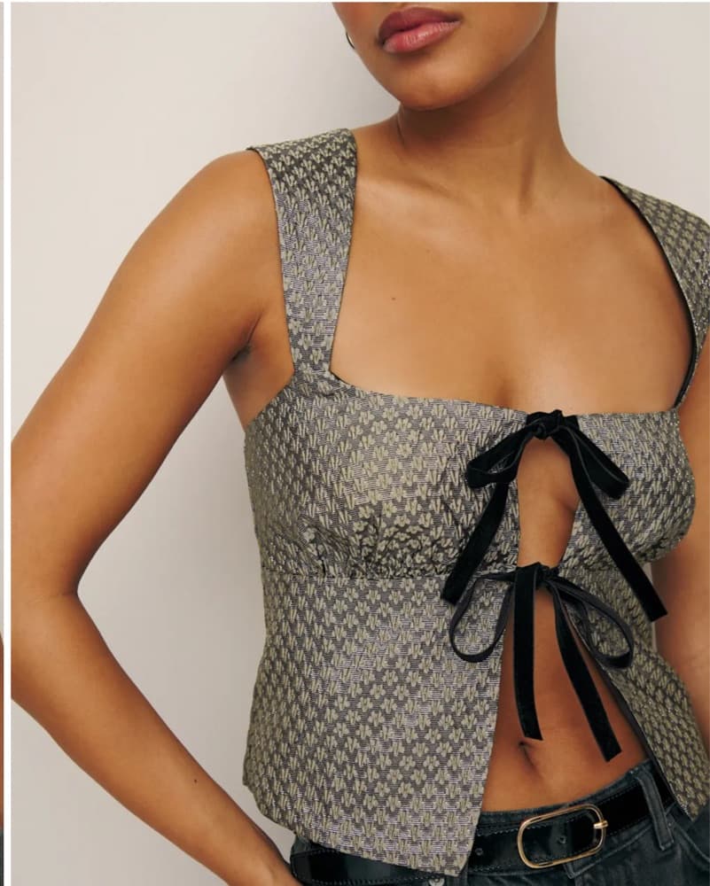 Reformation Tie Top with criss cross bac - Image 4