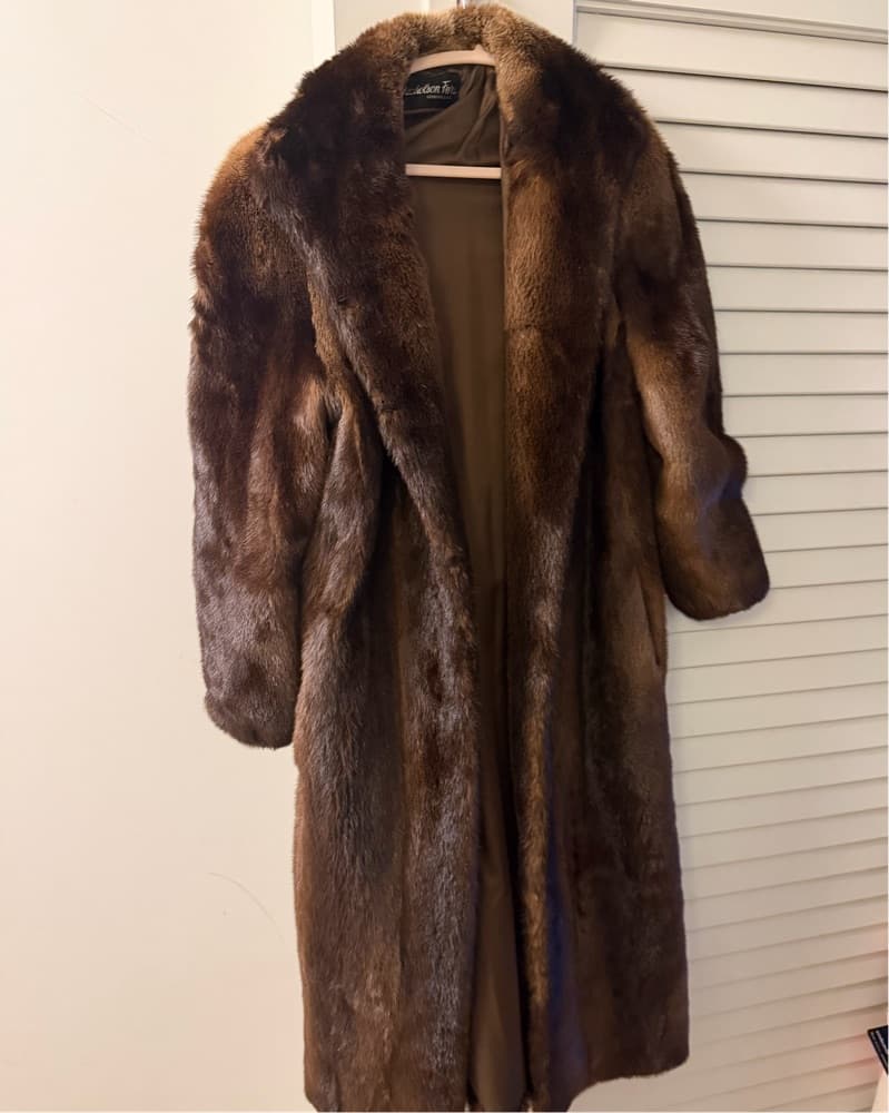 Mink Fur Coat Long Brown  - Image 4