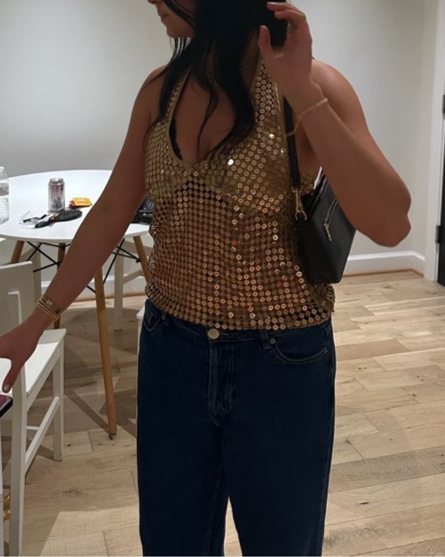 Gold Sequin Halterneck HM Top - Image 4