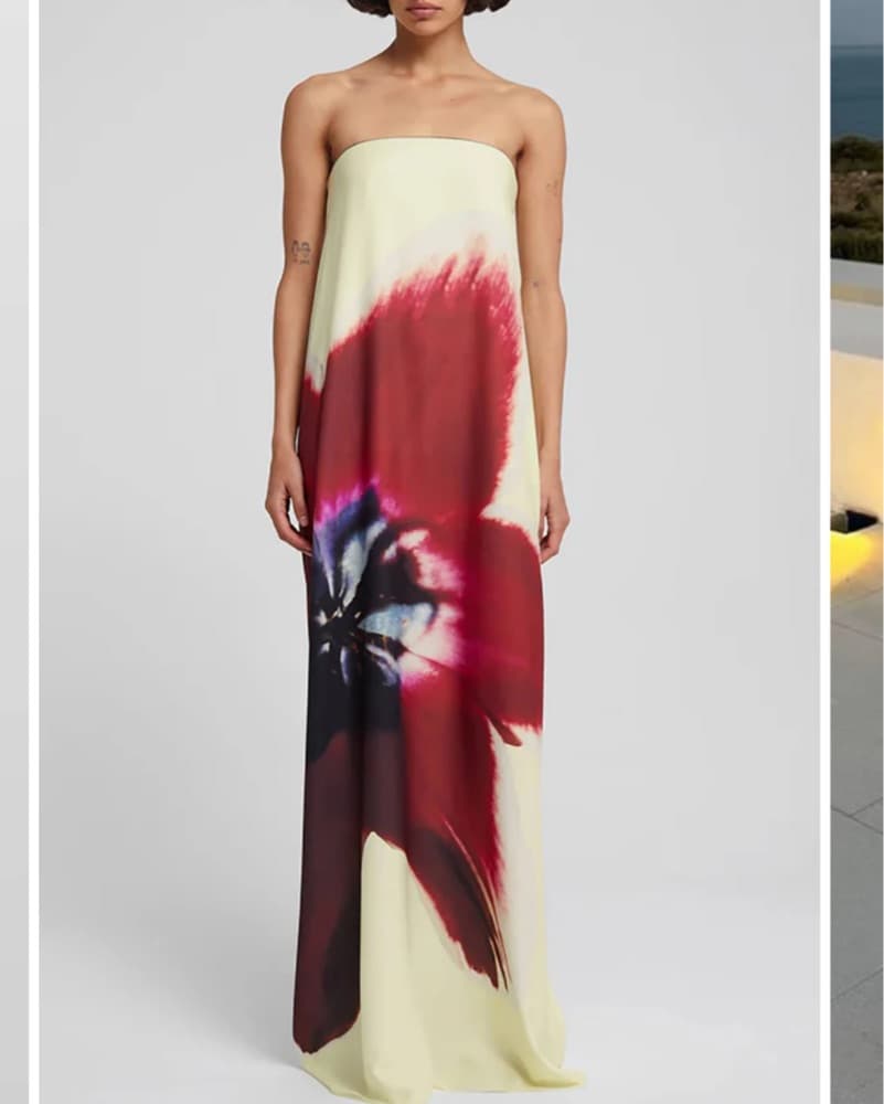 Floral Strapless Maxi Dress - Image 1