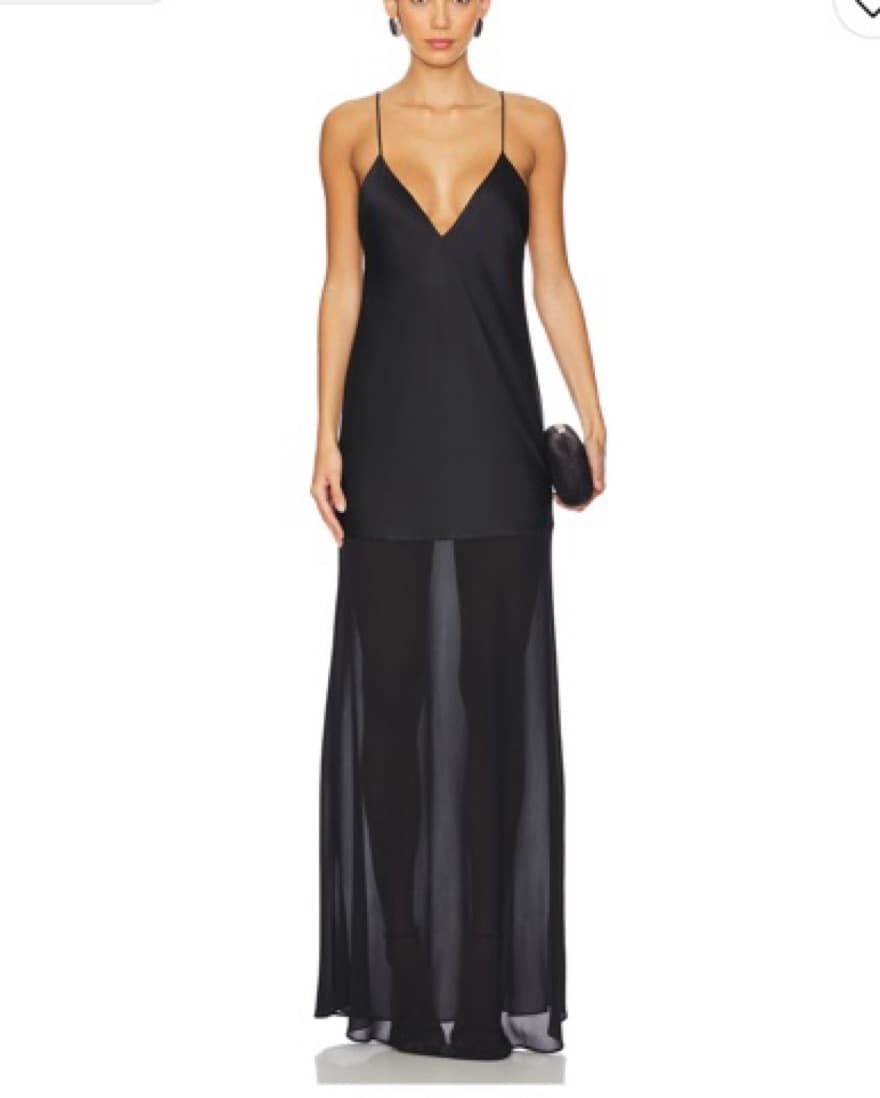 Satin Maxi Dress With Sheer Bottom - Image 1