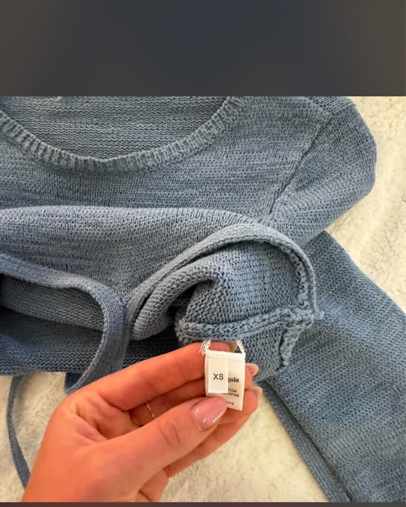 Cult Gaia Blue Knit Cropped Long Sleeve - Image 2