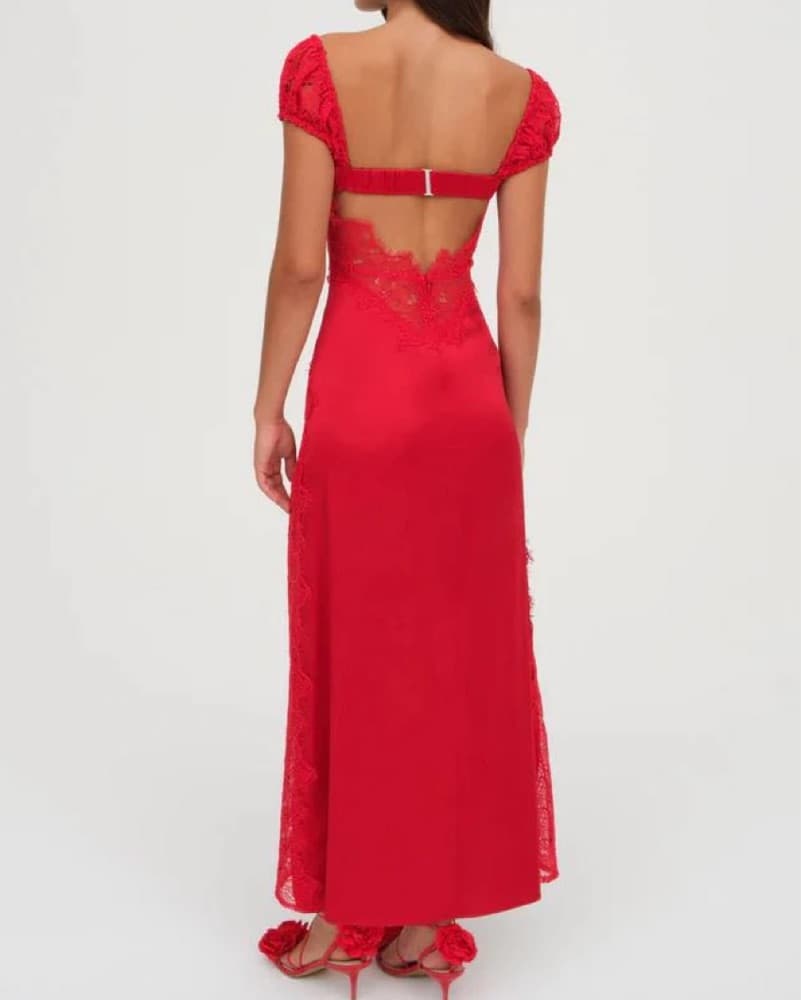 For Love And Lemons Casey Maxi Dress Red - Image 3