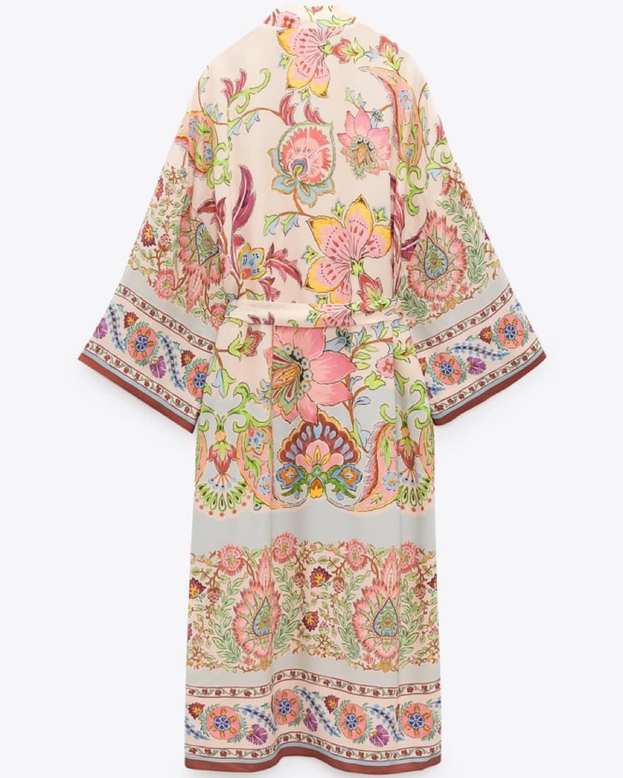 Printed Kimono With Belt - Beach Coverup - Image 2