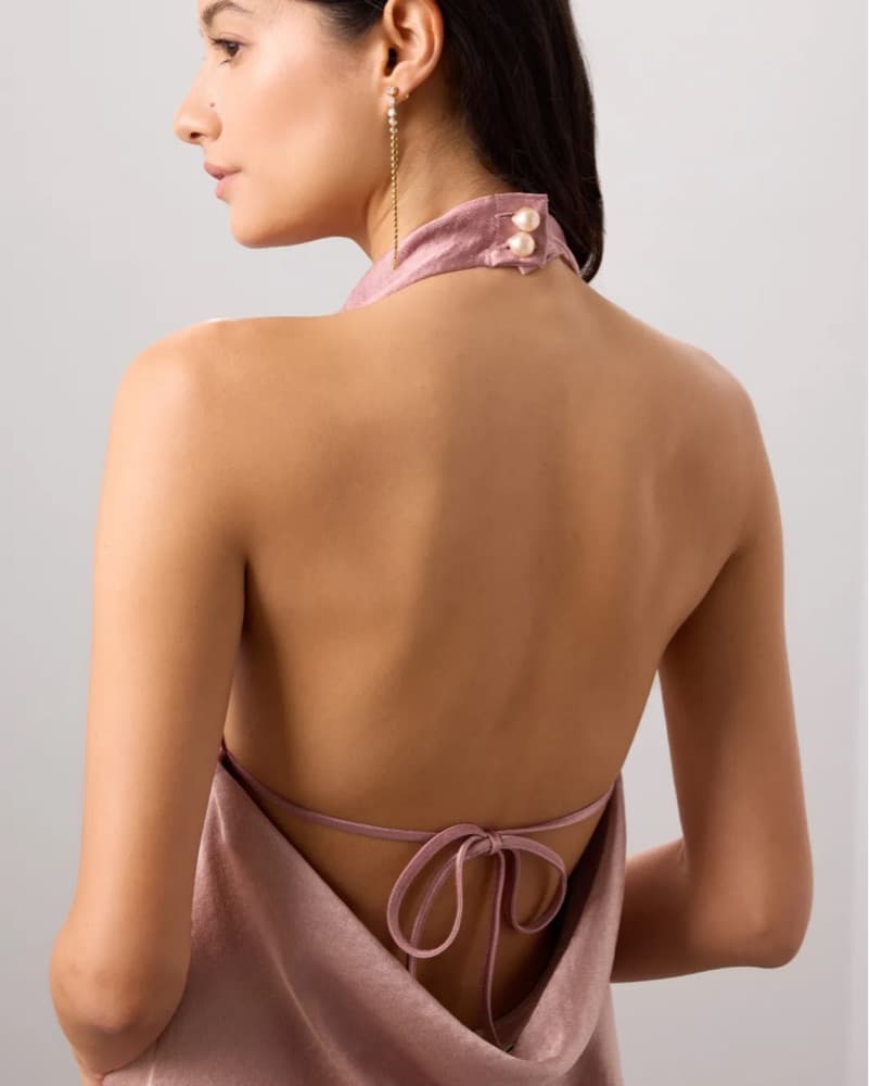 VINCE Halter Cowl Neck Dress Pink - Image 3