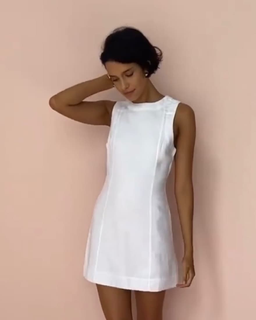 Posse White Linen Open Back Dress - Image 2