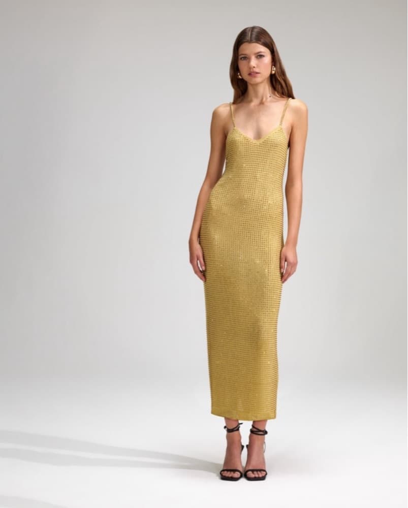 Self Portrait Yellow Rhinestone Maxi  - Image 1