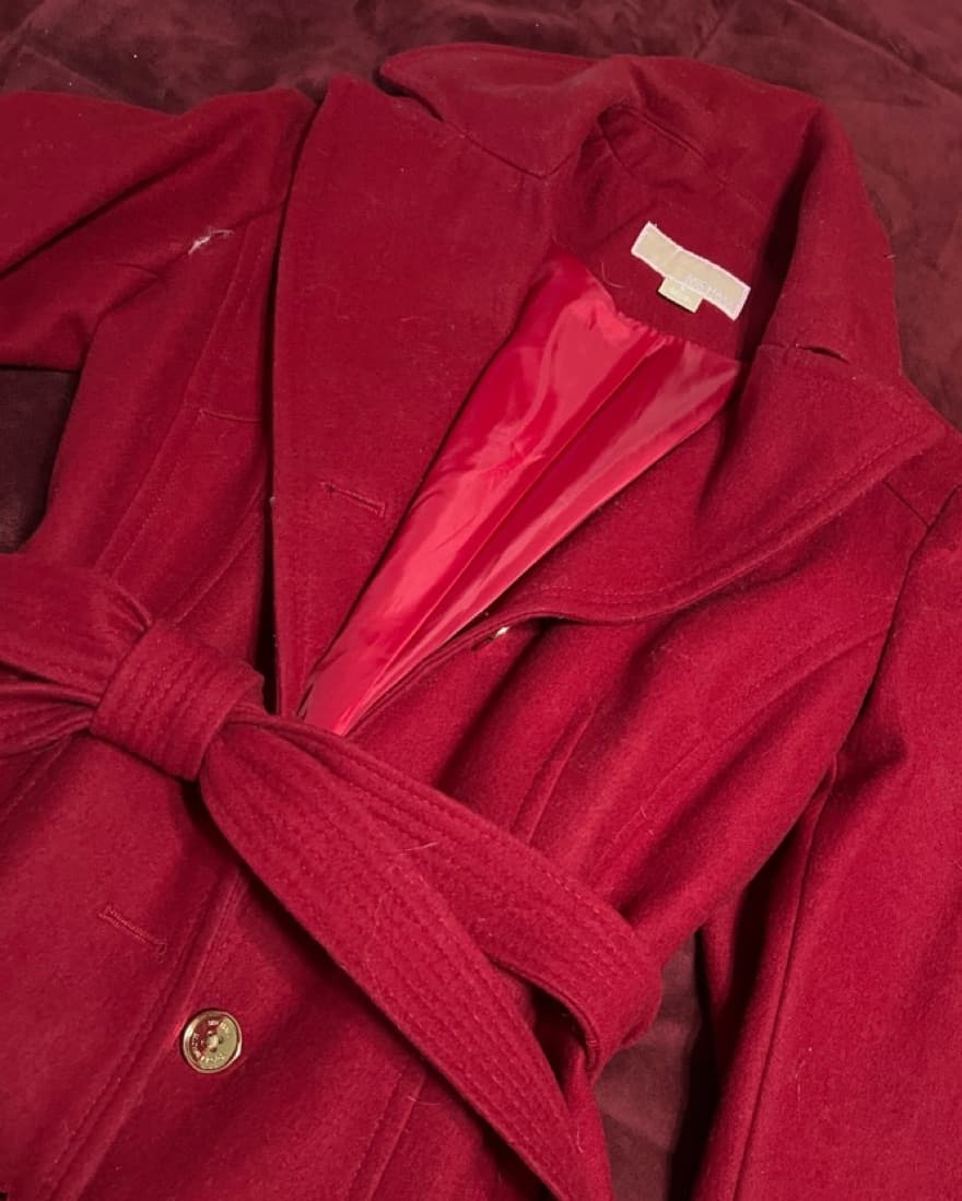 Red Wool Trench Coat  - Image 2