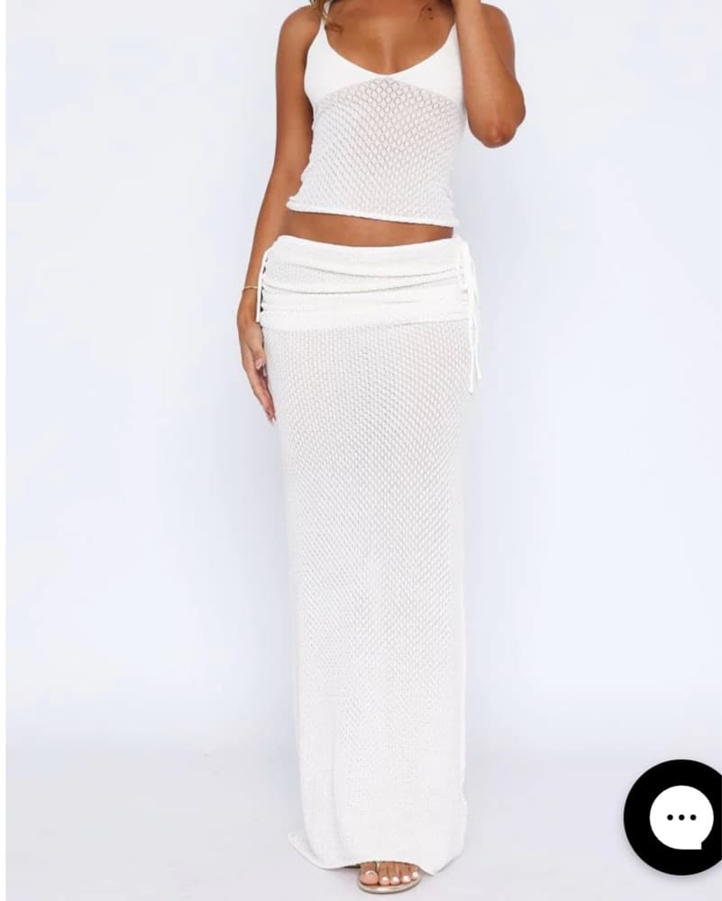 Elegant White Crochet Maxi Skirt - Image 2
