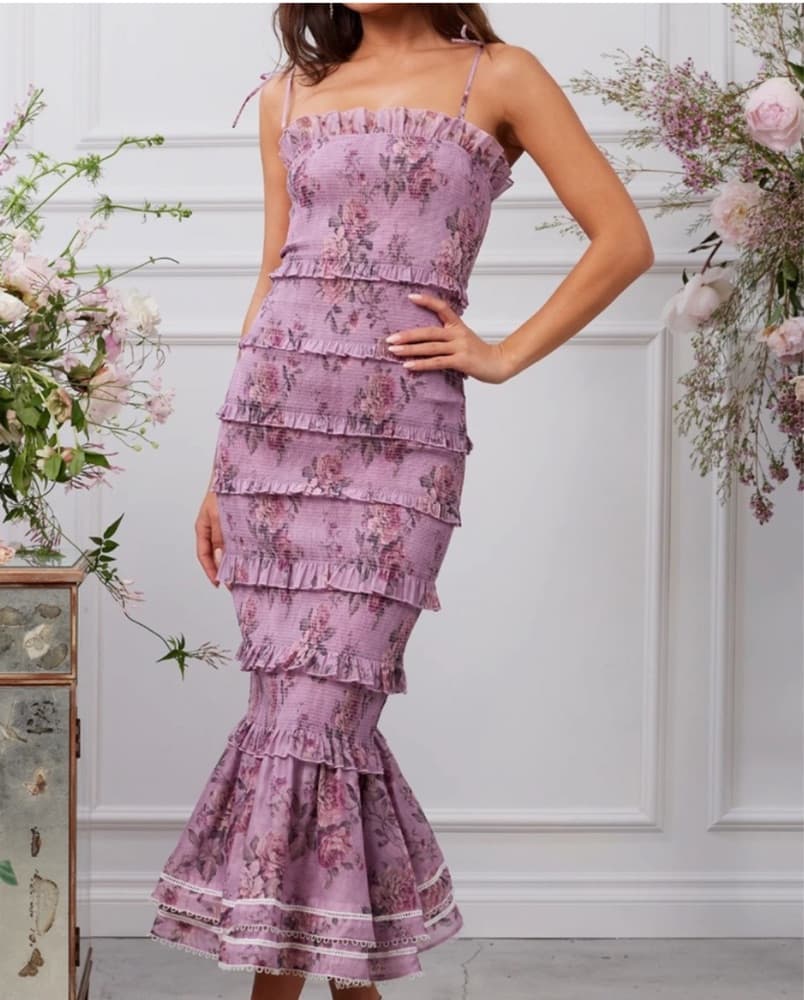 Geranium Dress In Lilac Tapestry Rose - Image 3