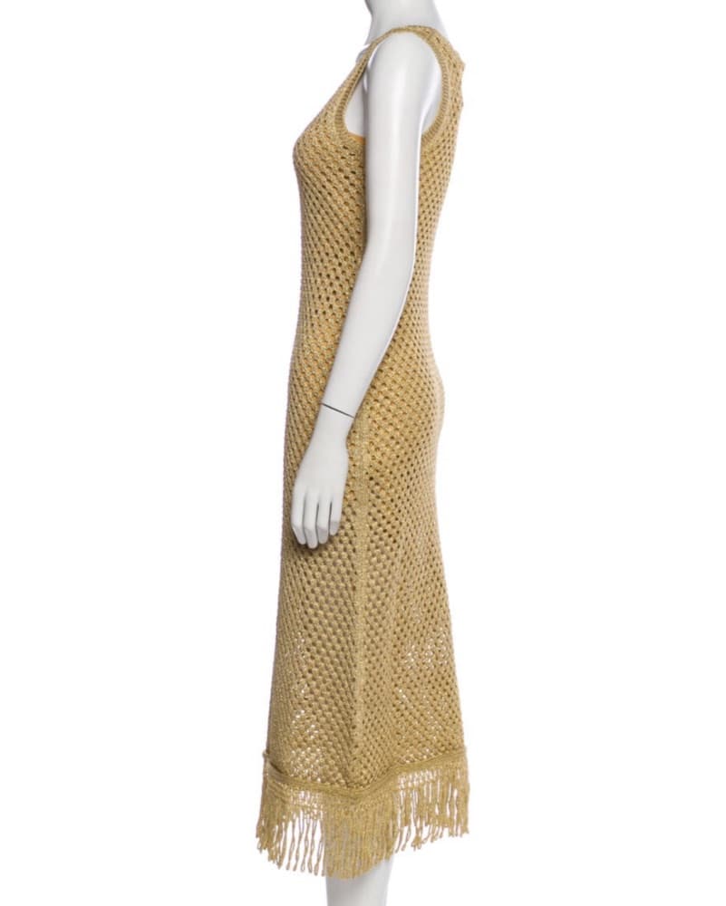 Gold Simon Miller Fringe Crochet dress - Image 4