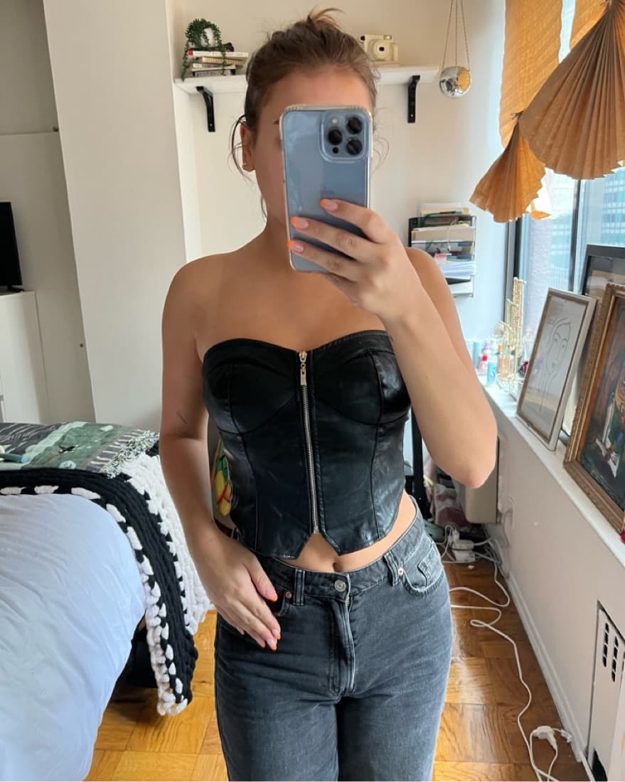  Black Faux Leather Corset - Image 1