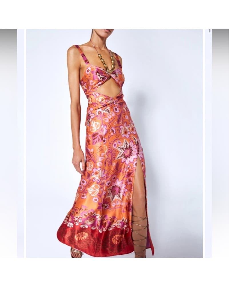Alexis S Nisa Midi Dress - Orange / Pink - Image 1